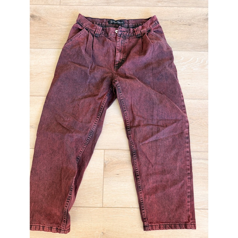 Polar Skate Co Chinos red Acid Wash Pleated Skateboard Pants 30/30 #121